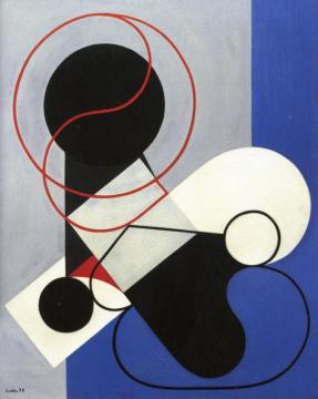 Composition With A Black Line Artwork by Auguste Herbin