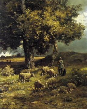 Tending the Flock Artwork by Charles-Émile Jacque