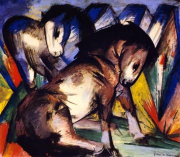 Two Horses Artwork by Franz Marc