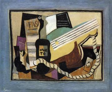 Partition, Bottle of Port, Guitar, Playing Cards Artwork by Pablo Picasso