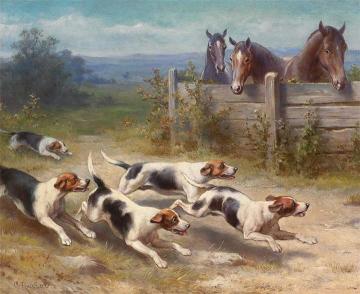 Jack Russell chasing pack Artwork by Carl Reichert