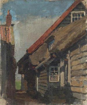 Sketch of Wooden Houses (Holland) Artwork by Sir George Clausen