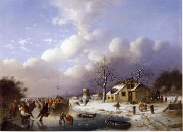 Skating Scene in Holland Artwork by Johann Mongles Culverhouse