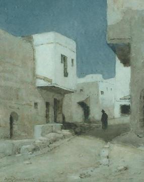 An Arabian Street at Night Artwork by Albert Moulton Foweraker