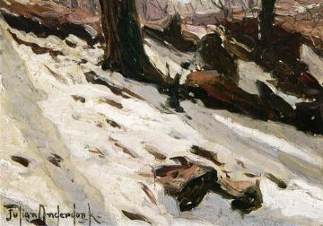 Snow near the Cave, Central Park, New York Artwork by Julian Onderdonk