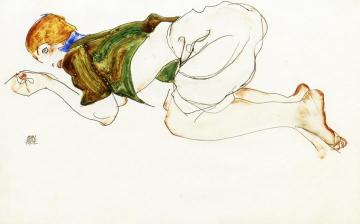 Kneeling Woman Artwork by Egon Schiele