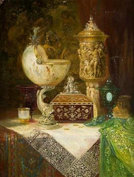 Still Life With Renaissance Goblets Artwork by Ludwig Augustin