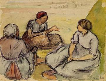 Three Peasant Women Artwork by Camille Pissarro
