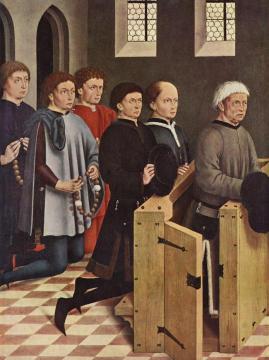 Retable de Nördlingen : le donateur Jakob Fuchsart et ses fils Artwork by Friedrich Herlin