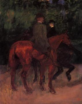 Man And Woman Riding Through The Woods Artwork by Henri de Toulouse-Lautrec