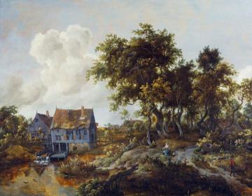A Watermill beside a Woody Lane Artwork by Meindert Hobbema