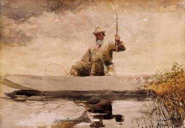 Fishing in the Adirondacks Artwork by Winslow Homer