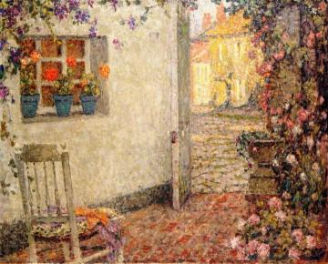 A Flowered Threshold Artwork by Henri Le Sidaner