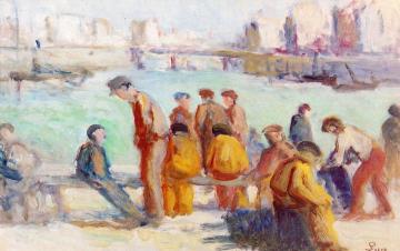 Le Tréport, Fishermen on the Quay Artwork by Maximilien Luce