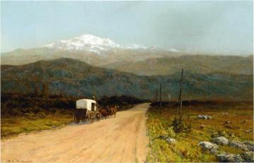 Mountain Landscape with Coach Artwork by William Lamb Picknell