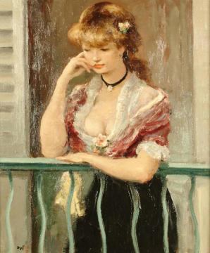 Woman On The Balcony Artwork by Marcel Dyf