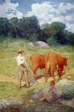 Ploughing For Buckwheat Artwork by Julian Alden Weir