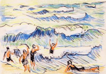 Bathing Artwork by Hermann Max Pechstein