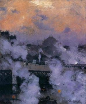 The Pont De L'europe At Night Artwork by Norbert Goeneutte