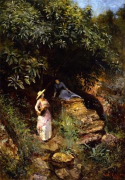 Two Sisters on a Rocky Hillside Artwork by Frederick McCubbin
