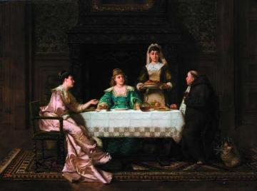 Dinner With The Monk Artwork by Wladyslaw Bakalowicz