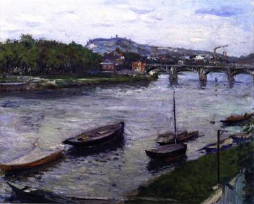 The Bank and Bridge at Argenteuil Artwork by Gustave Caillebotte