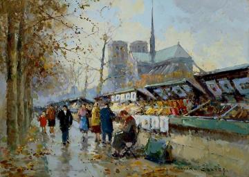 Les Bouquinistes Artwork by Edouard Léon Cortes