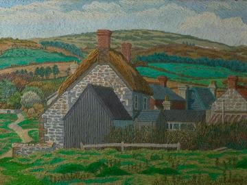 Cottages, Brook Green, Isle Of Wight Artwork by Charles Ginner