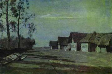 Moonlit Night. A Village Artwork by Isaac Ilich Levitan