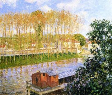 Setting Sun at Moret Artwork by Camille Pissarro