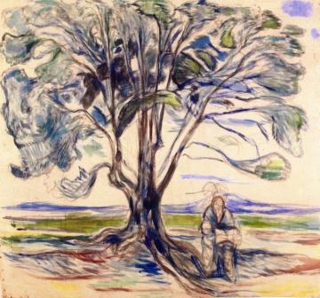 Old Man Sitting under a Tree Artwork by Edvard Munch