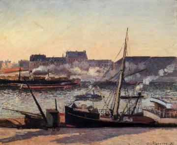 The Docks, Rouen: Afternoon Artwork by Camille Pissarro
