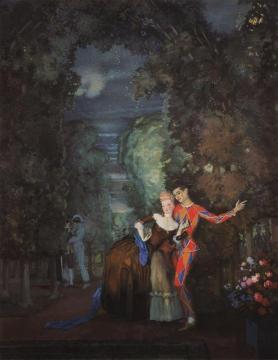 Lady and Harlequin Artwork by Konstantin Somov