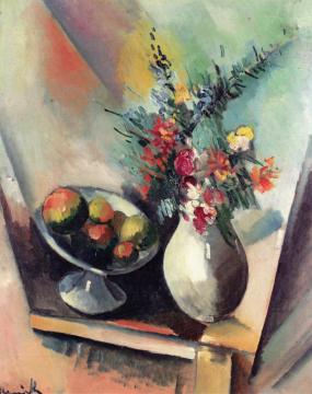 Vase Of Flowers And Fruit Artwork by Maurice De Vlaminck