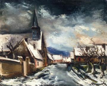 Village Street In The Snow Artwork by Maurice De Vlaminck