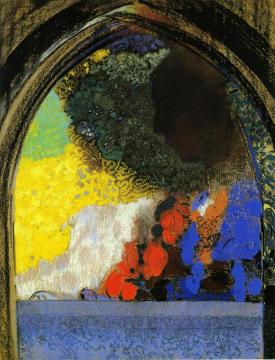 Woman in Profile under a Gothic Arch Artwork by Odilon Redon