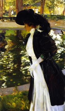 Clotilde Strolling In The Gardens Of La Granja Artwork by Joaquin Sorolla y Bastida
