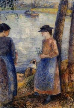 By the Water Artwork by Camille Pissarro
