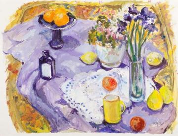 Purple Still Life Artwork by Freida Marion Ewart Scott
