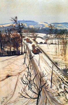 View From The Studio Window In Winter Artwork by Stanislaw Wyspianski