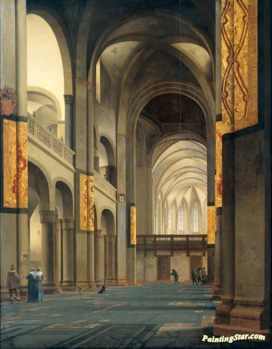 The nave and choir of the Mariakerk in Utrecht, seen from the west Artwork by Peter Saenredam