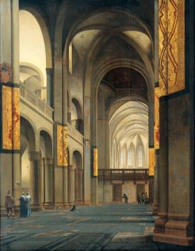 The nave and choir of the Mariakerk in Utrecht, seen from the west Artwork by Peter Saenredam