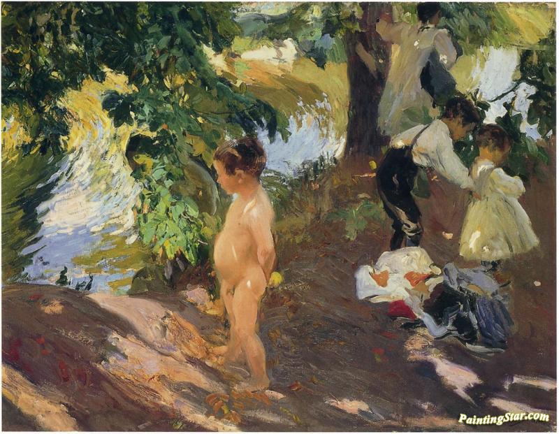 Bathing at La Granja Artwork by Joaquin Sorolla y Bastida