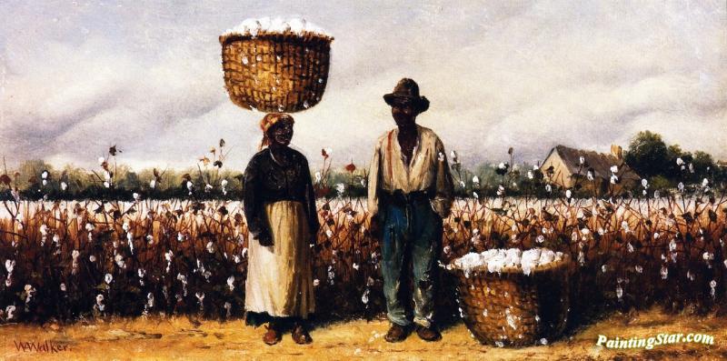 Two Cotton Pickers In A Field Artwork by William Aiken Walker