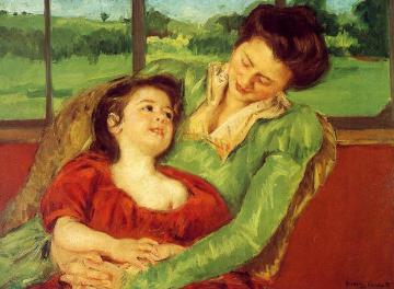 Reine Lefebre and Margot before a Window Artwork by Mary Cassatt