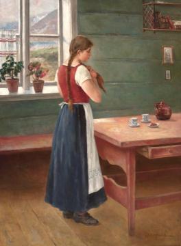 Girl in the Kitchen Artwork by Axel Hjalmar Ender