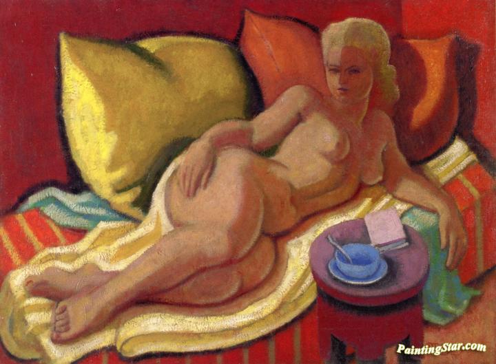 Reclining Nude on a Sofa Artwork by Jean Metzinger