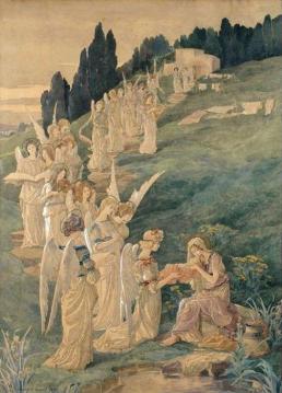 La Procession Des Anges Devant L'enfant Jésus Artwork by Elisabeth Sonrel