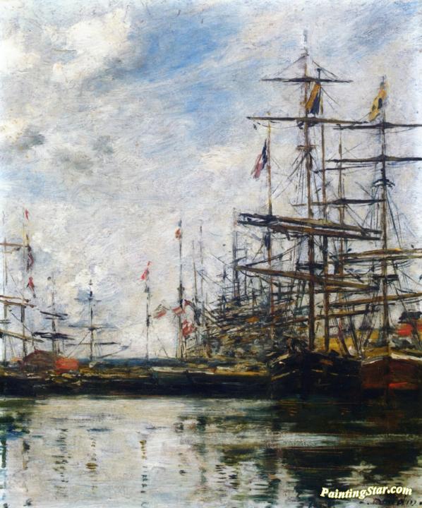The Port, Ships at Dock Artwork by Eugène-Louis Boudin