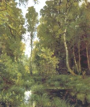 Overgrown Pond On Edge Of Forest, Siverskaya Artwork by Ivan Ivanovich Shishkin